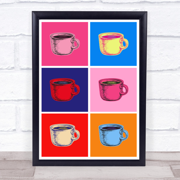 Coffee Cups X6 Pop Art Wall Art Print