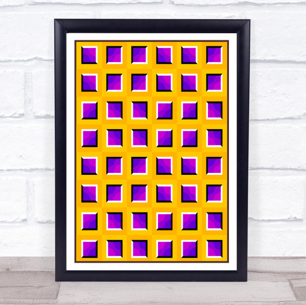 Psychedelic Yellow Purple Square Waffle Wall Art Print