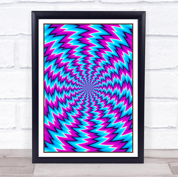 Psychedelic Zig Zag Purple Blue Wall Art Print