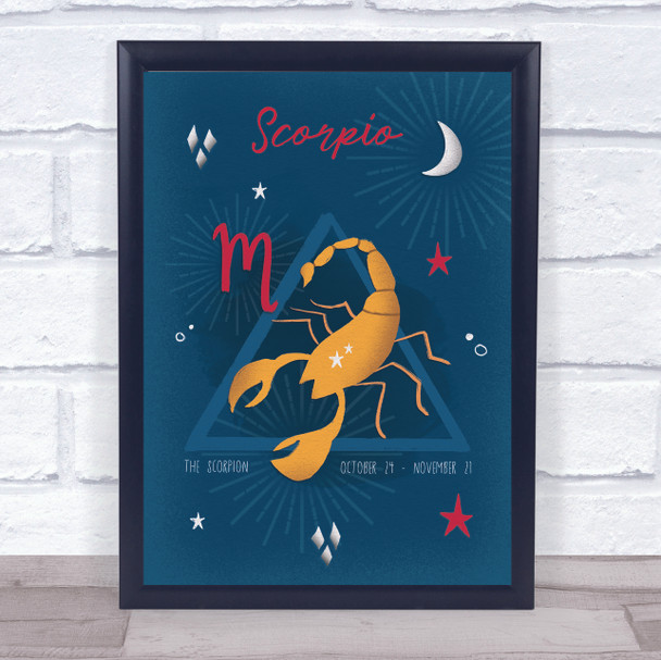 Scorpio Zodiac Star Sign Symbol Navy Wall Art Print