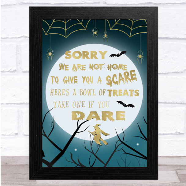 Witch Gold Moon Spider Webs Treats Poem Wall Art Print