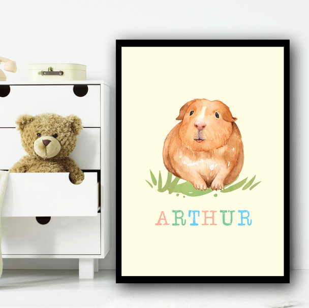 Guinea Pig Watercolor Any Name Personalized Wall Art Print