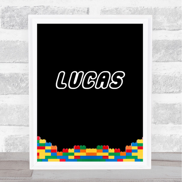 Lego Black Stack Any Name Personalized Wall Art Print