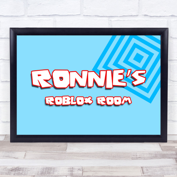 Roblox Blue Square Pattern Any Name Personalized Wall Art Print
