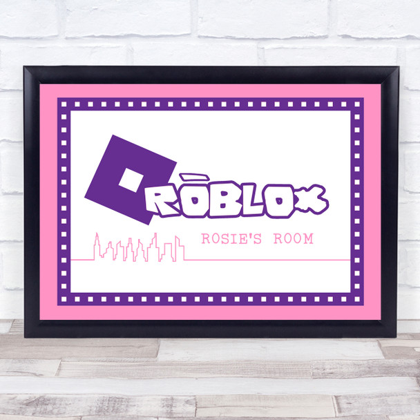 Roblox Purple Logo City Line Art Any Name Personalized Wall Art Print
