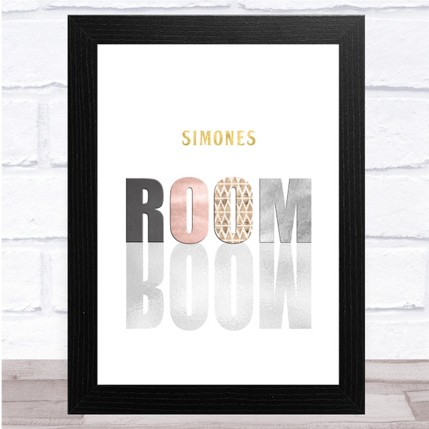 Room Tainted Gold Pattern Any Name Personalized Wall Art Print