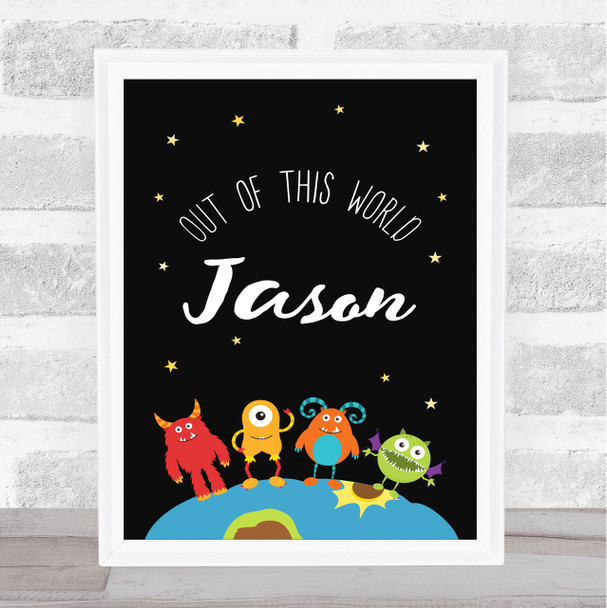 Space Aliens Out Of This World Any Name Personalized Wall Art Print