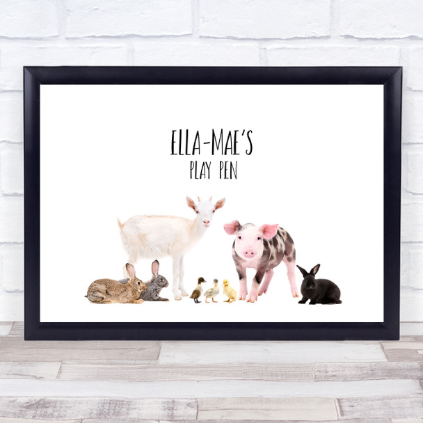 Farm Animals Landscape Any Name Personalized Wall Art Print