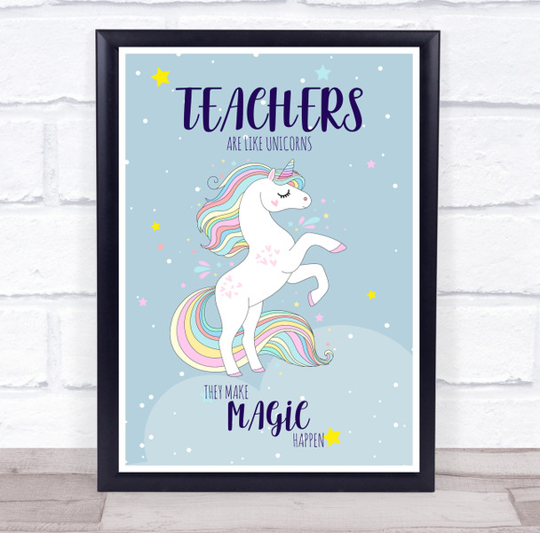 Teachers Are Like Unicorns Magic Colourful Rearing Personalized Wall Art Print