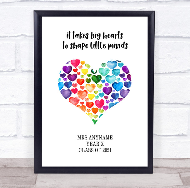 Shape Little Minds Teacher Hearts Colourful Personalized Wall Art Print