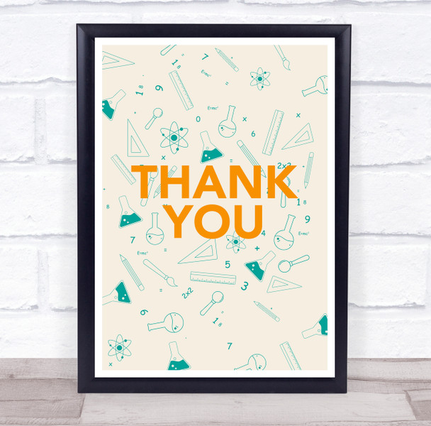 Thank You Green Science Beakers Atoms Personalized Wall Art Print