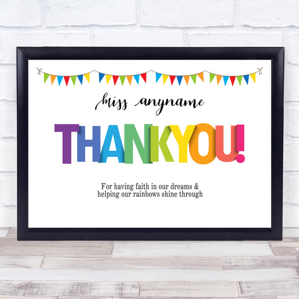 Teacher Thank You Rainbow Letters Personalized Wall Art Print