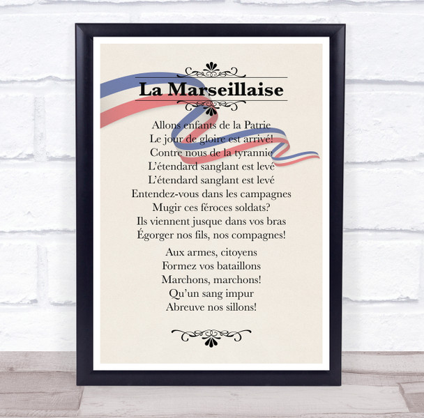 National Anthem Of France Vintage Flag Wall Art Print