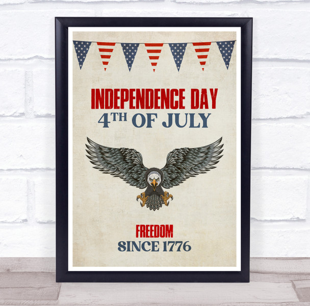 Independence Day Bald Eagle Freedom Wall Art Print