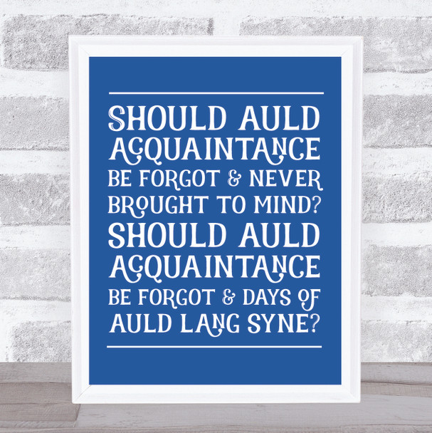 Auld Lang Syne Funky Lyrics Wall Art Print