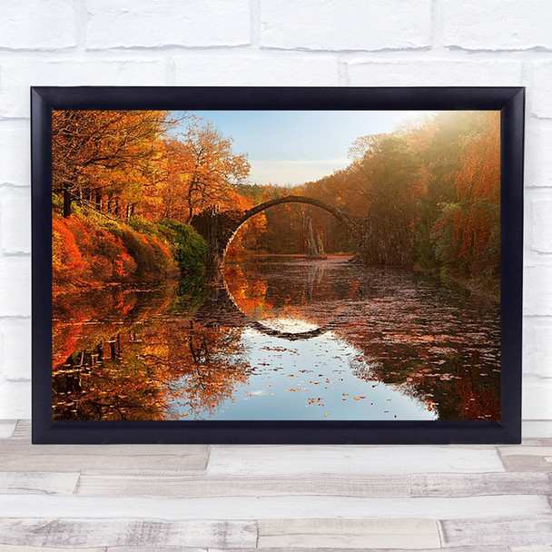Autumn Lake Gablenz Rakotzsee Kromlauer Park Reflection Wall Art Print