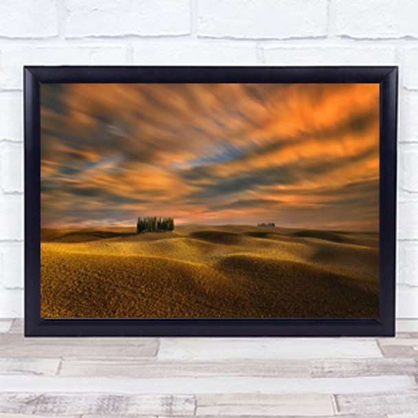Autumn Trees Fields Cypress Classic Italy Cloud Gold Wall Art Print