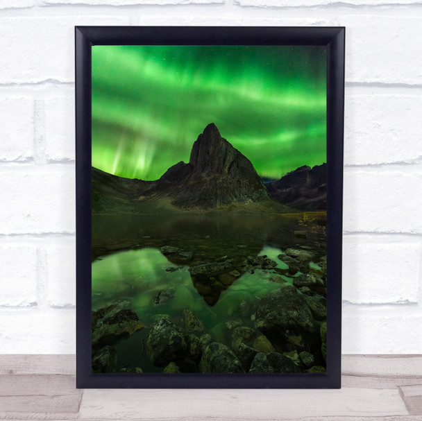 Blaze Of Beauty Aurora Mountains Canada Borealis Green Sky Art Print