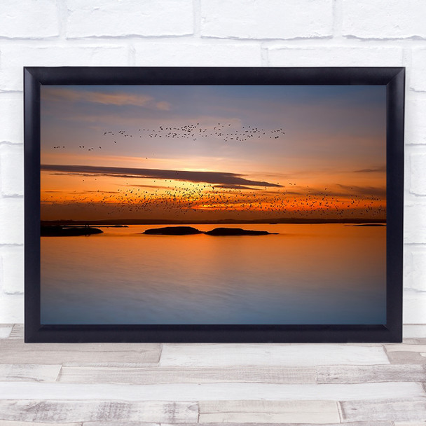 By Sunset Poland Mietkow Lake Seascape Ocean Sea Birds Wall Art Print