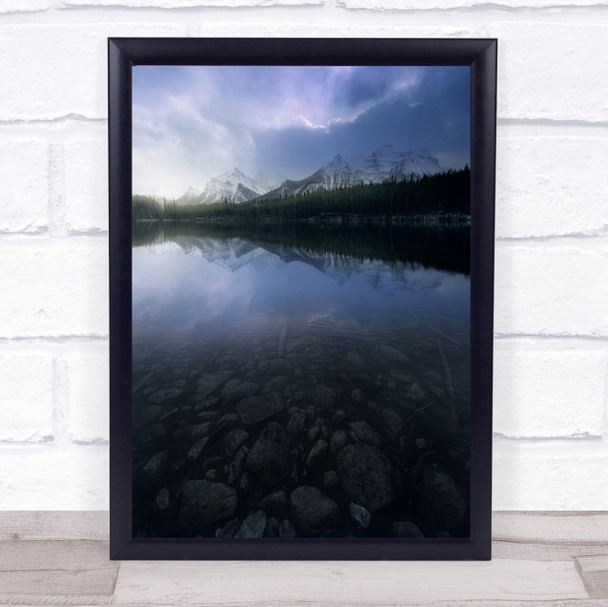 Calm Still Serene Peace Peaceful Mountain Lake Rocks Wall Art Print
