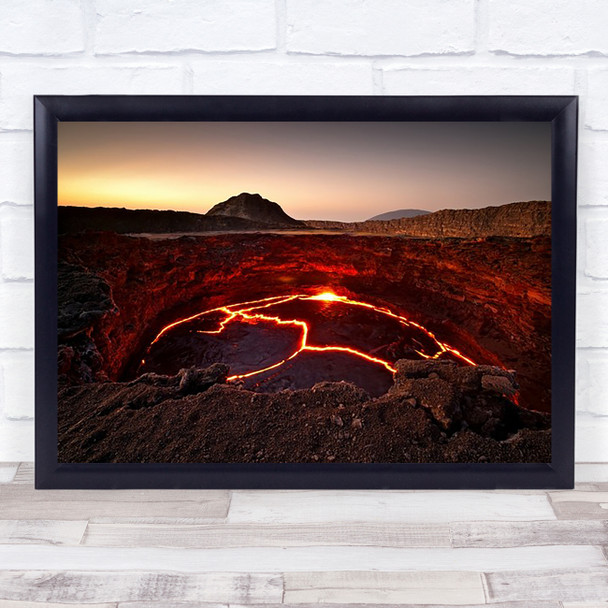 Crater Lake Volcano Lava Eruption Magma Fire Heat Hot Warm Wall Art Print