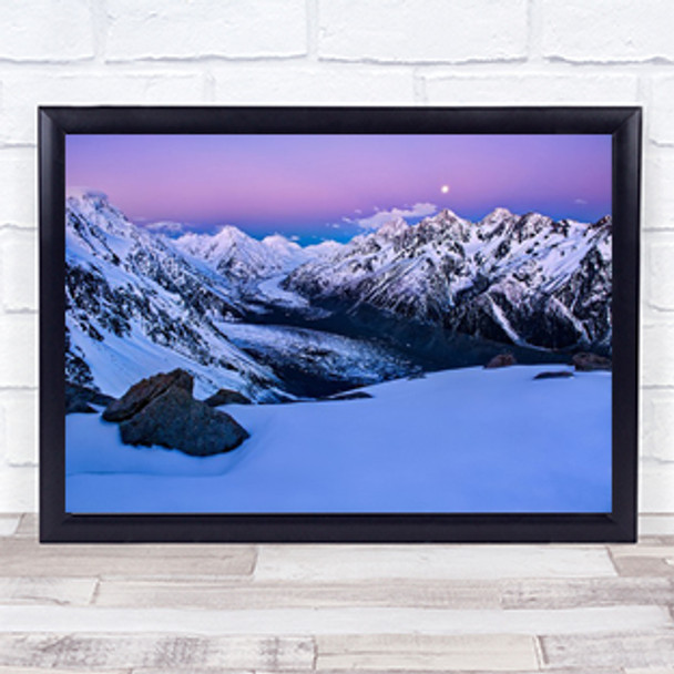 Glaciers Moon Mountains Snow Sky Cook Ball Ridge Art Print