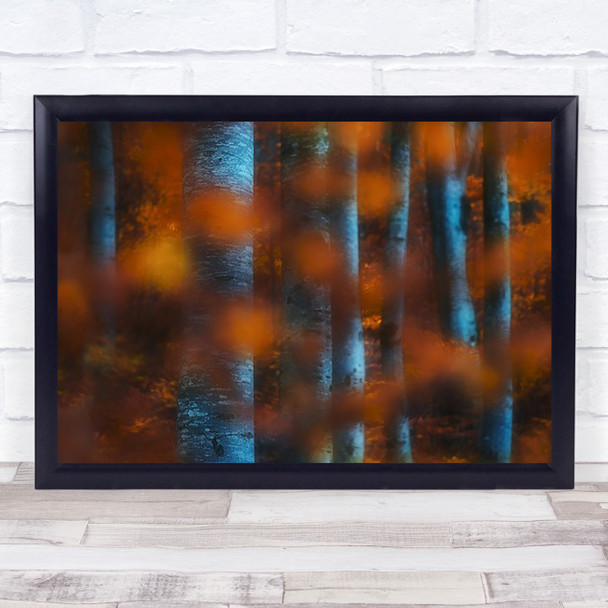 Hidden forest Orange Trees Tree Blur Blurry Leaves Autumn Wall Art Print