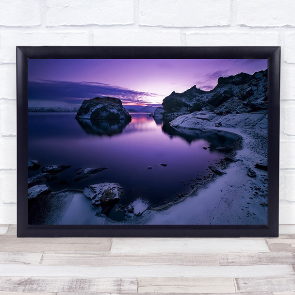 Iceland Water Rocks Morning Sunrise Daybreak Purple Wall Art Print