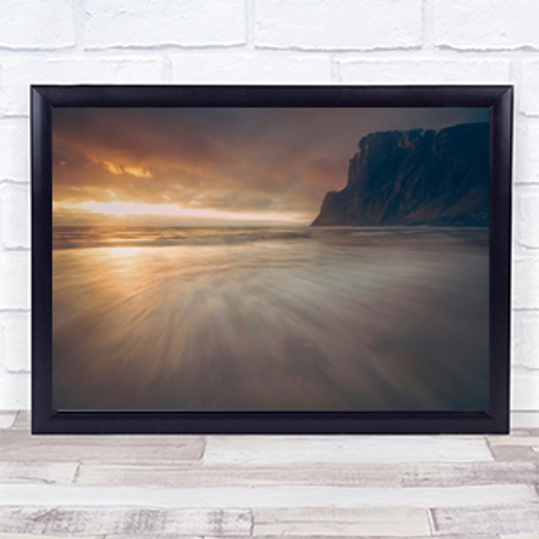 Kvalvika Lofoten Kvalvika Ryten Mountain Beach Norway Shore Coast Wall Art Print