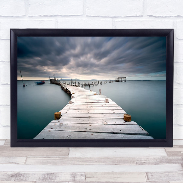 Last Path Carrasqueira Portugal Blue Pier Jetty Bridge Vanishing Point Art Print