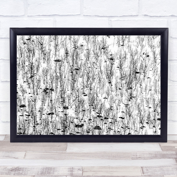 Little Trees Snow Winter Abstract Pattern Tree Graphic Wall Art Print