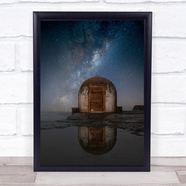 Lonely Hut Seascape Stars Night Australia Metal Sky Astronomy Art Print