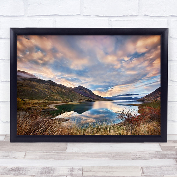 Morning Delight At Lake Hawea Mountains Sky Sunrise New Zealand Wall Art Print