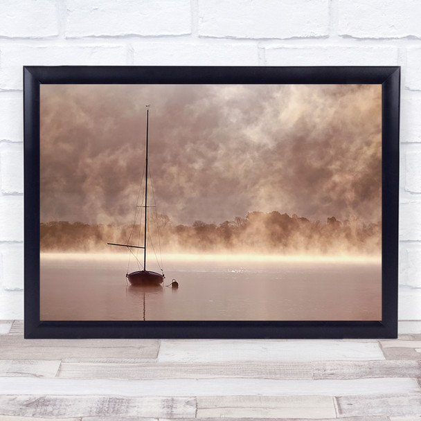 Mystical Boat Mist Dawn Sunrise Glow Bassenthwaite Cumbria Keswick Art Print