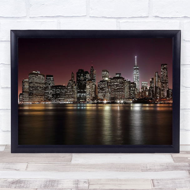 NYC Skyline Night City USA Cityscape Urban New York Wall Art Print