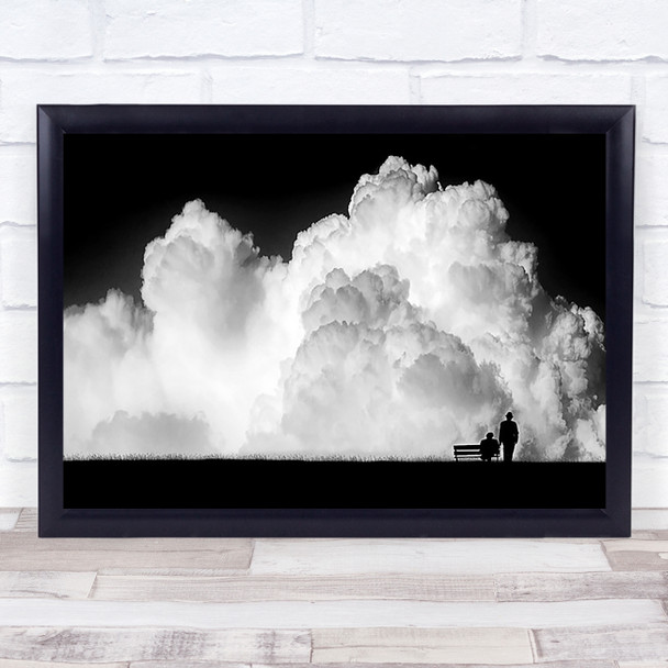 People Bench Cloud Graphic Silhouette Wall Art Print