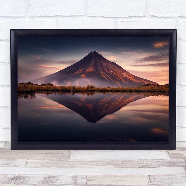 Revelations Sunset Taranaki Magical Red Mountain Wall Art Print