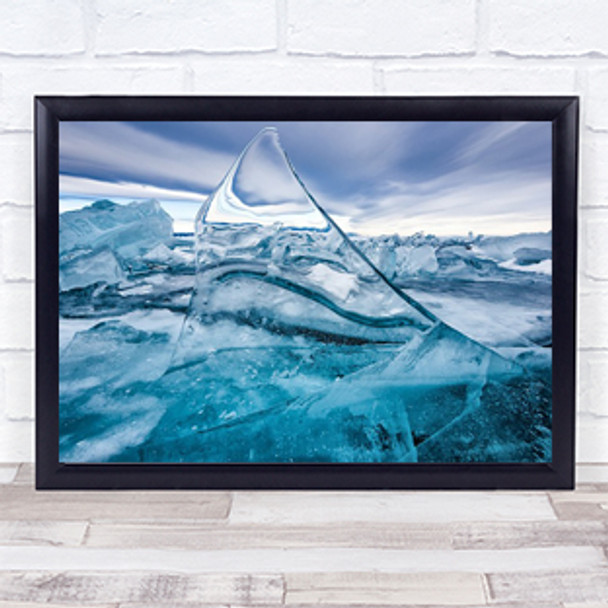Sail Baikal Lake Winter Ice Siberia Russia Snow Clouds Wall Art Print
