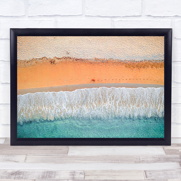 Seashore Vertical Drone Sand Sea Footsteps Shore Beach Wall Art Print