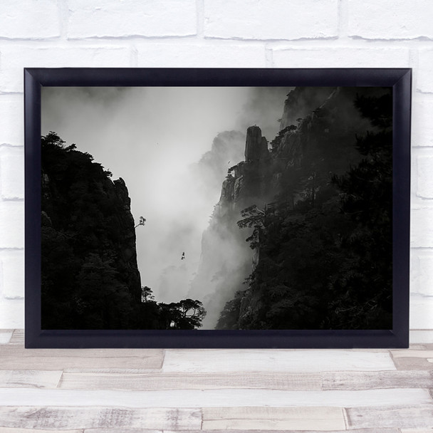 sia Bird Birds Trees Slope Cliff Cliffs Fog Wall Art Print