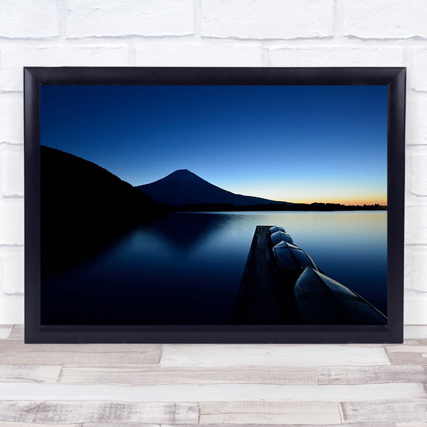 Silence Fuji Lake Sunrise Mount Japan Asia Boat Boats Wall Art Print