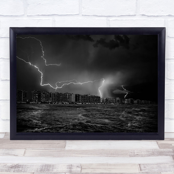 Sky Screams Thunderstorm Beach Promenade Buildings North Sea Wall Art Print