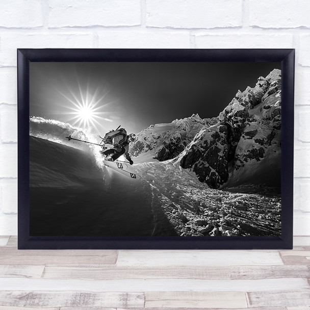 Snow Splash Over The Edge Powder Skiing Ski Skis Extreme Action Sport Art Print