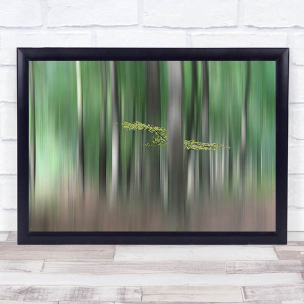 Summer Morning Forest Green Streaks Leaf Leaves Summer Wall Art Print