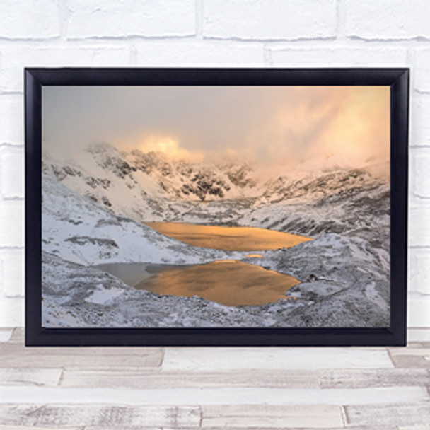 The Light Alps Alp Mountain Lake Mountains Winter Snow Wall Art Print