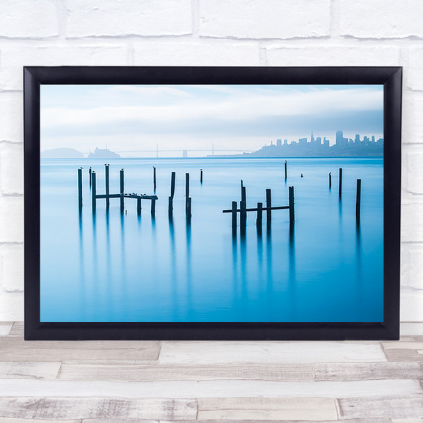 The Old Pier of Sausalito California Seascape Blue San Francisco Wall Art Print