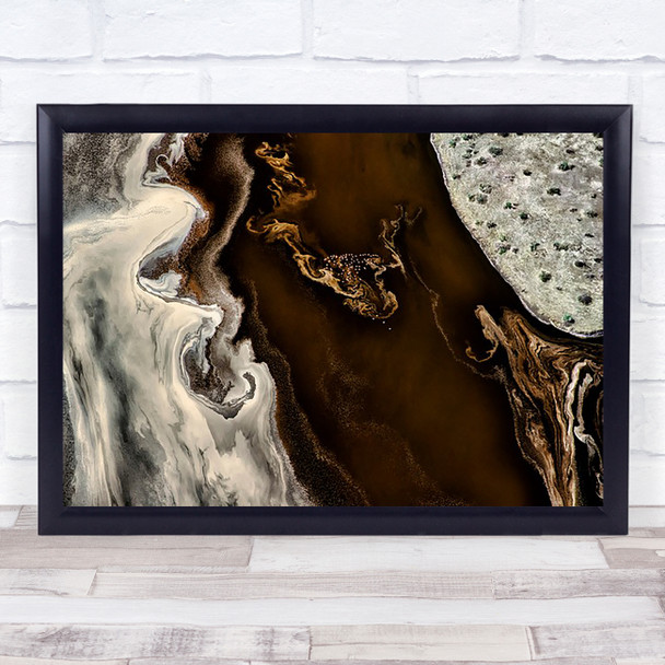 The Pattern Kenya Lake Colour Aerial Flamingo Above Birds Texture Wall Art Print