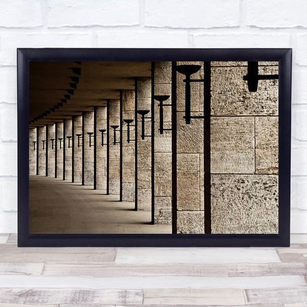 The Torches Olympiastadion Berlin Pillars Sepia Columns Graphic Wall Art Print