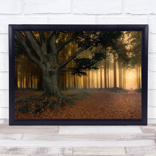 To the light Couple Pair Trees Forest Lonely Tree Light Golden Wall Art Print