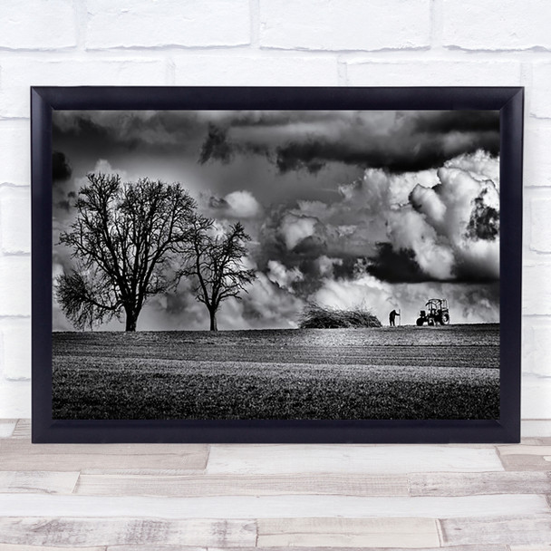 Tractor Farmer Farming Trees Cane Stick Agriculture Germany Wall Art Print
